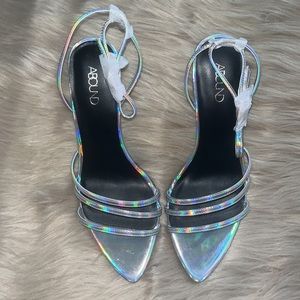 new ABOUND Jimena iridescent ankle strap sandal heels